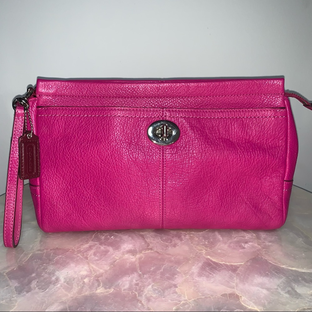 Barbie Pink Coach Pebbled Leather Clutch